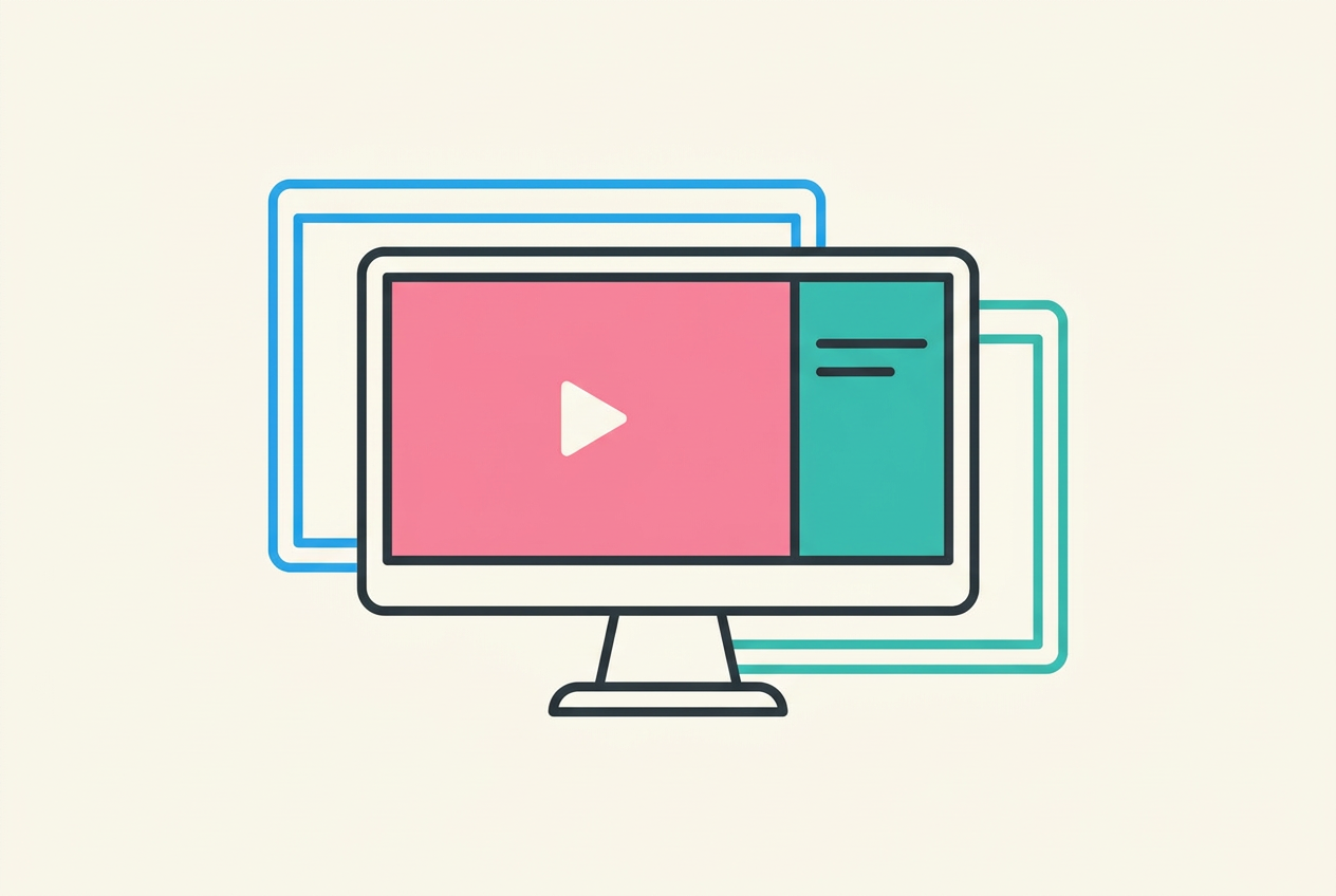 Minimal illustration of a video monitor with two overlapping channel windows