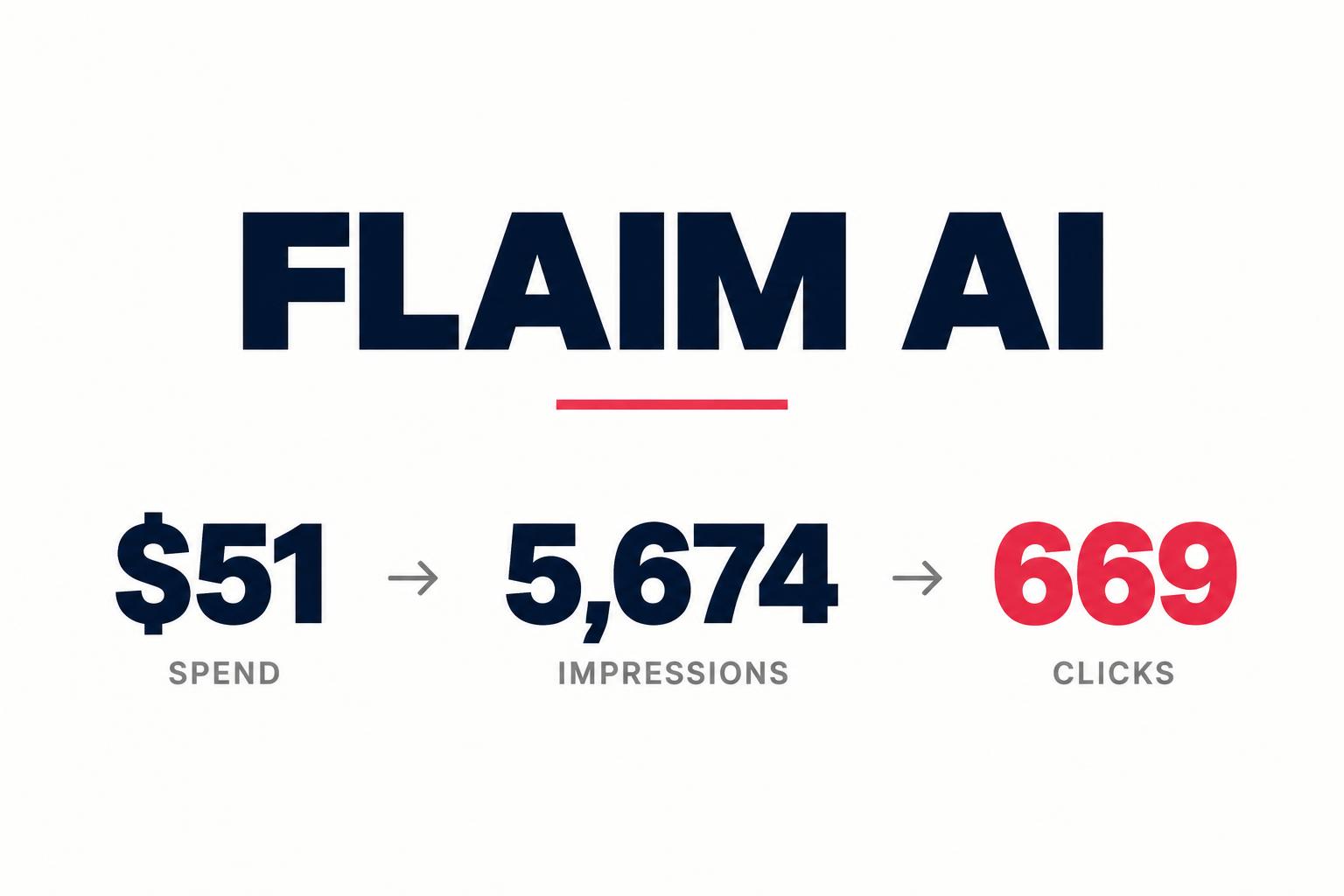 flAim AI case study cover showing $51 spend, 5,674 impressions and 669 clicks