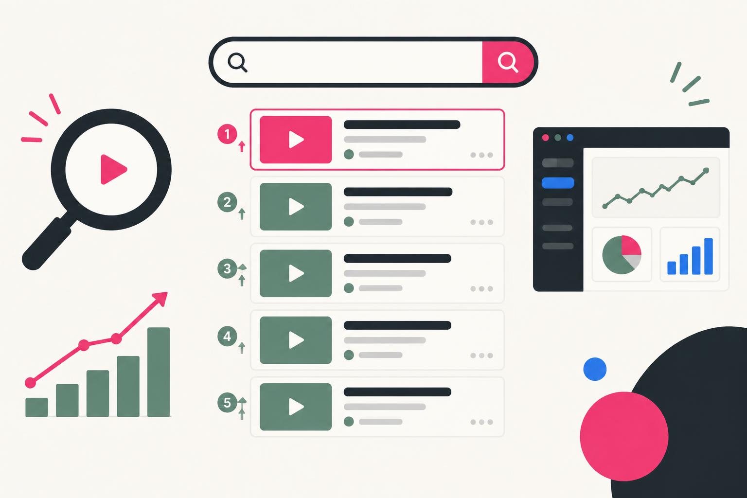 Minimal illustration of five SaaS videos ranking in YouTube search